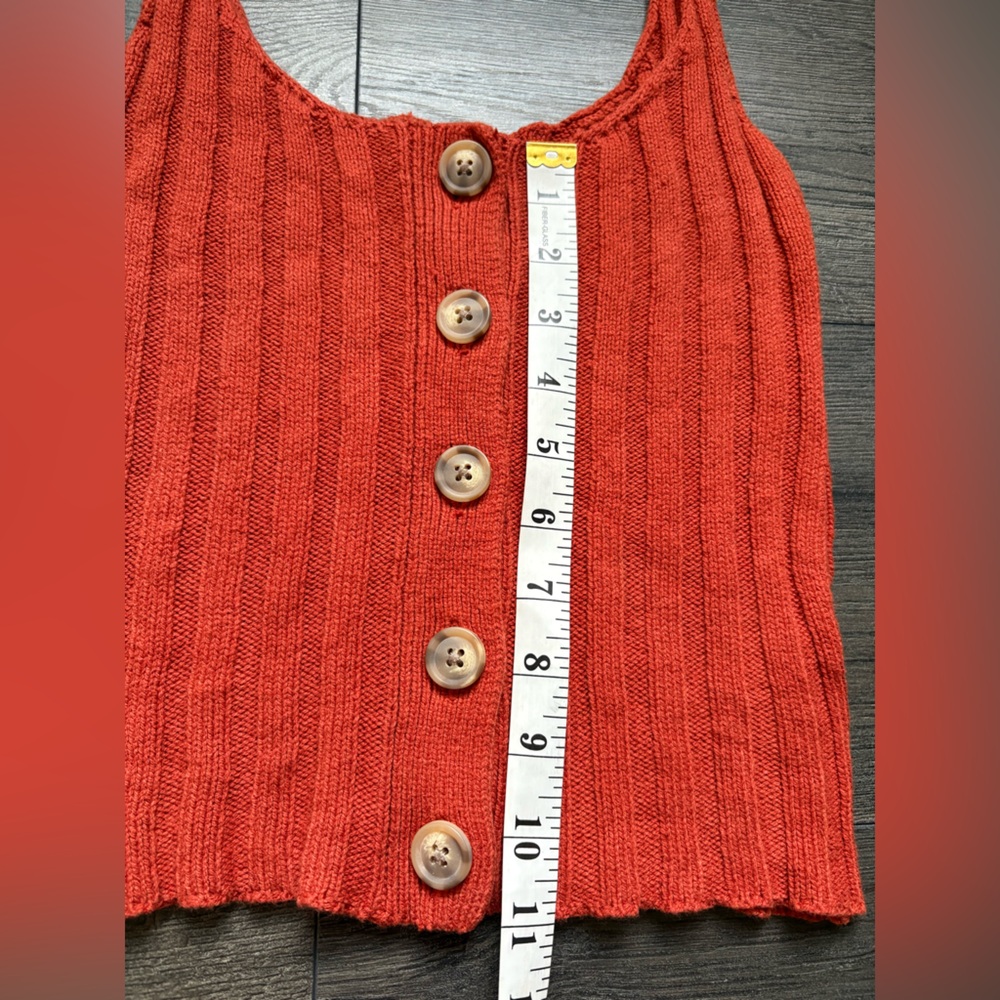 Urban Outfitters Womens Burnt Orange Ribbed Sweater Tank Button Front Size Small - Picture 7 of 9